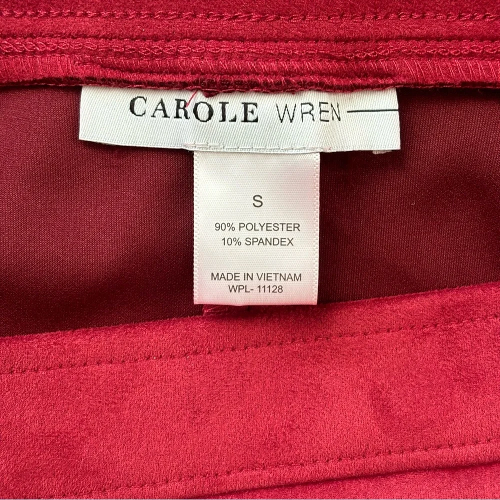 Carole Wren Cranberry Faux Suede‎ Stretch Pull-on Pencil Skirt Pockets & Slit Sm